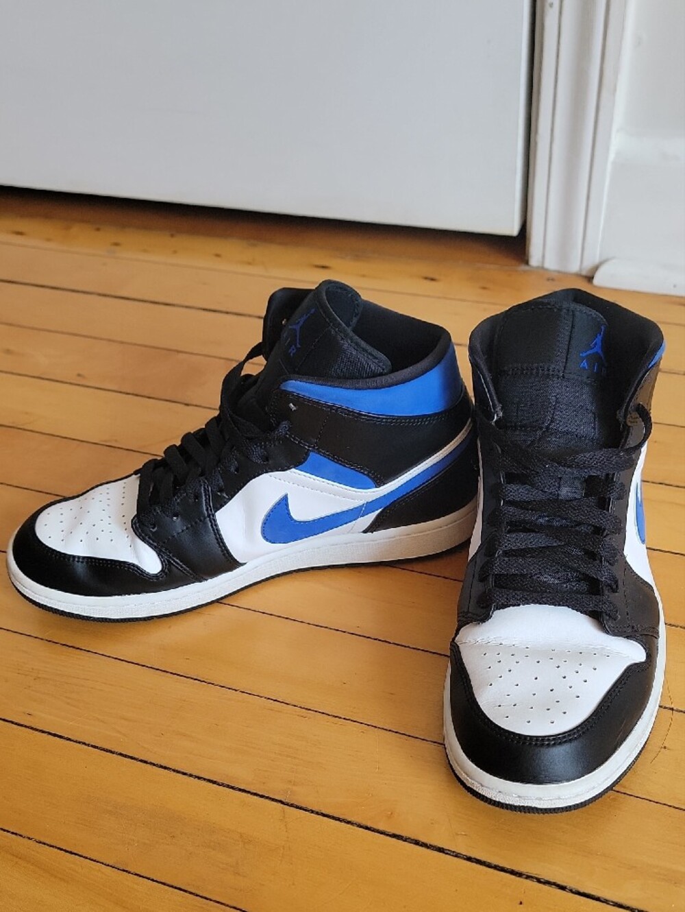 Air Jordan 1 Mid Racer Blue Black White Sneakers Men's Size 10 - Picture 3 of 7